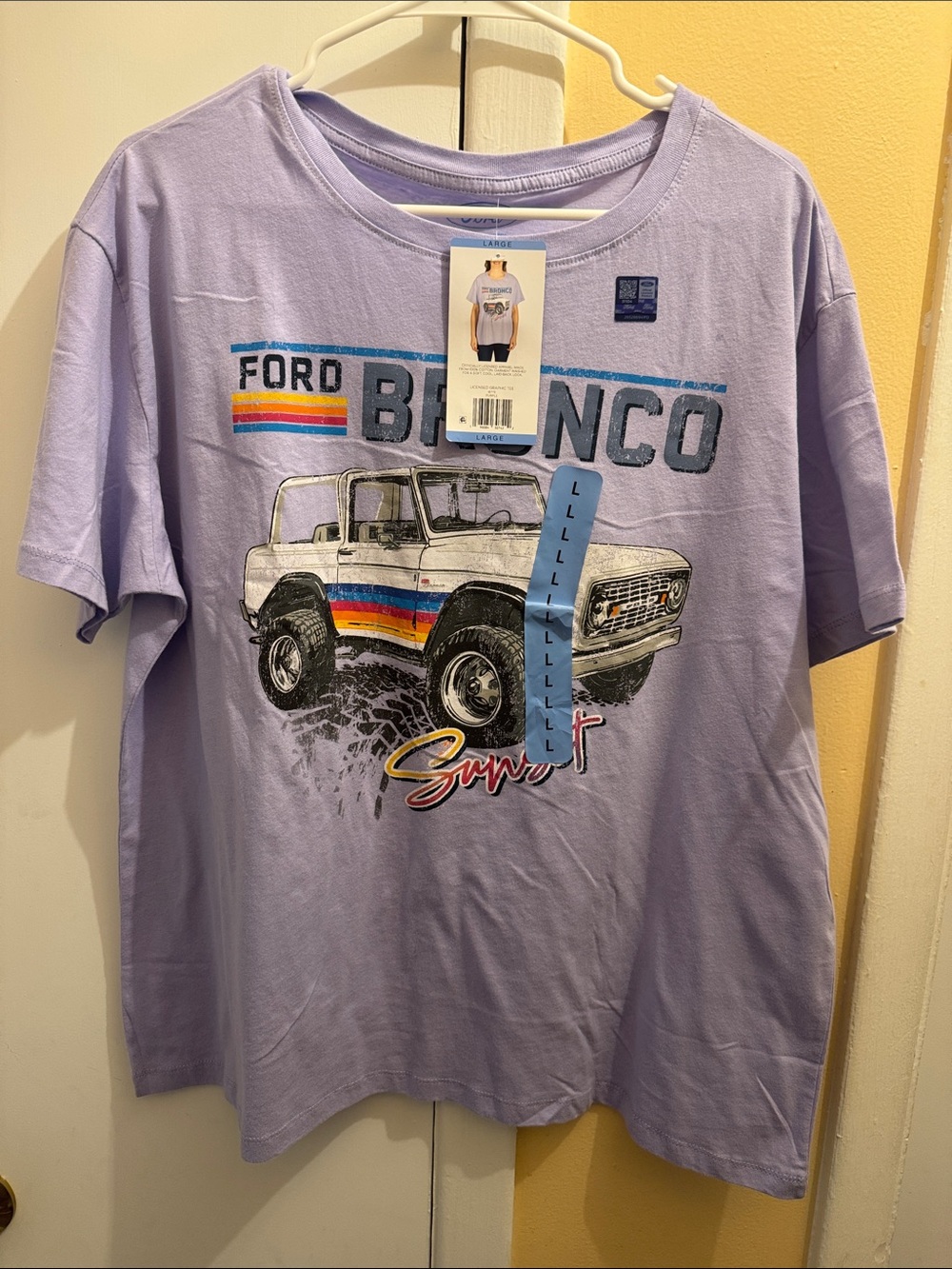 Ford Kids Short-Sleeve Lilac Tee with Retro Stripe Bronco Graphic